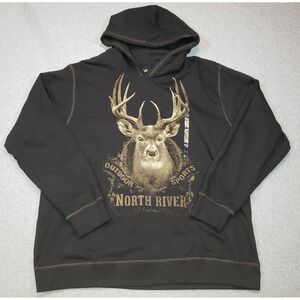 North River Outfitters Hoodie Mens Black Size XL Deer Buck Hunting NWT